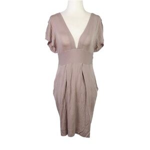 Wilfred Taupe V-Neck Jersey Dress With Back Tie Size XxS